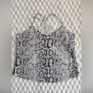 J. Crew Women’s 14 White Snakeskin Print Sleeveless Cami Tank Top Adjustable